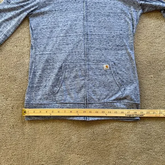 Carhartt Women’s Hoodie Large Blue‎ Full Zip Roll Tab Sleeve Lightweight - Picture 4 of 11